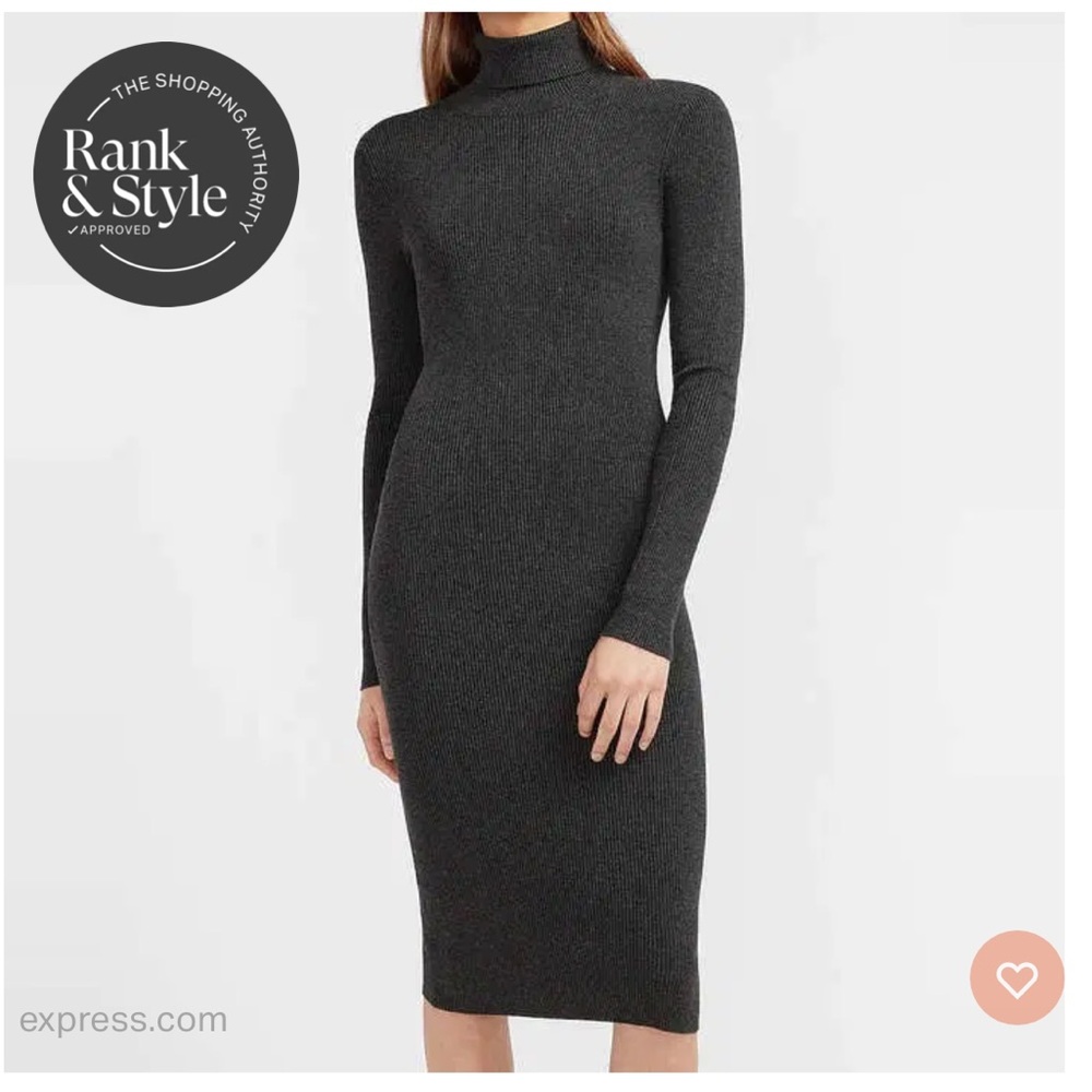 Elegant Grey Turtleneck Dress